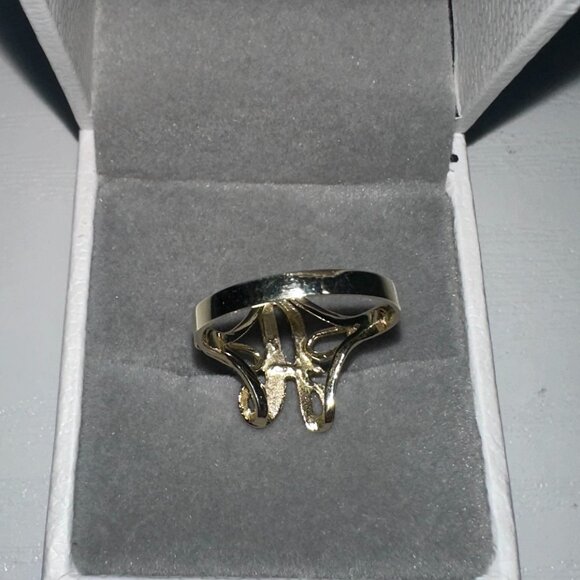 10k Solid Gold Cursive A Initial Monogram Ring SZ 7 - Picture 4 of 4